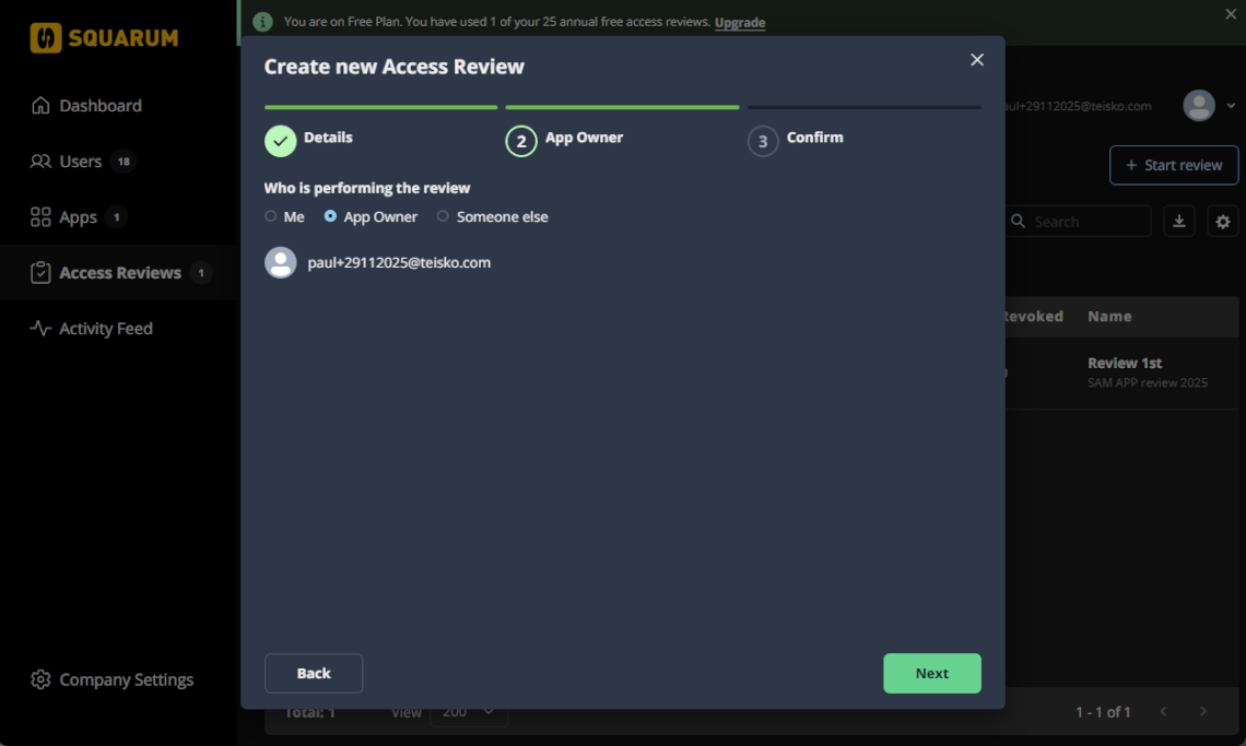 Create new access review - step 2
