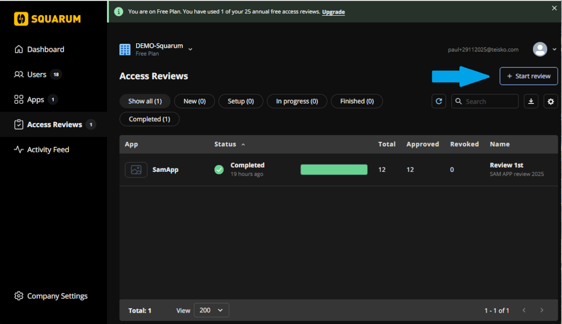 Start new User Access Review