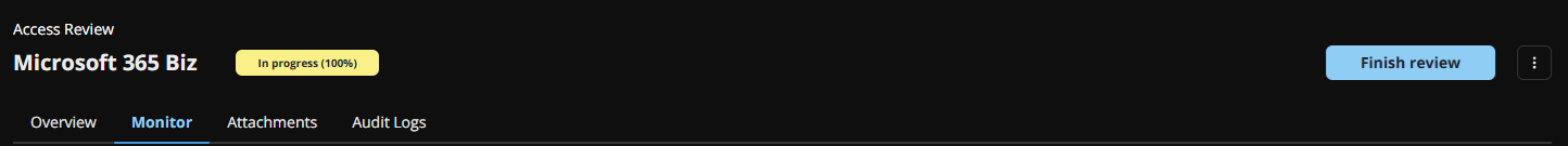 Monitoring an user access review - Finish