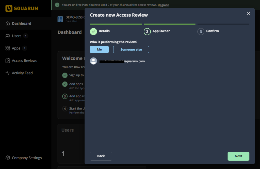 Quick start user access review - app owner
