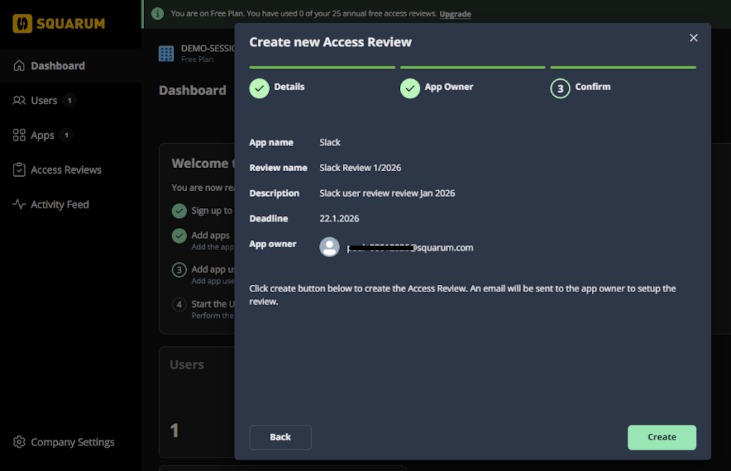 Quick start user access review