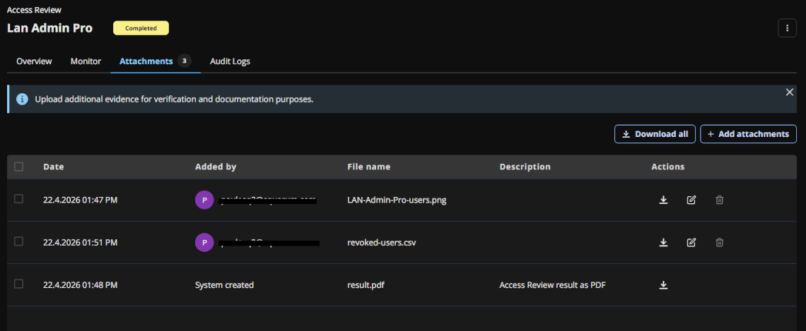 UAR upload evidence
